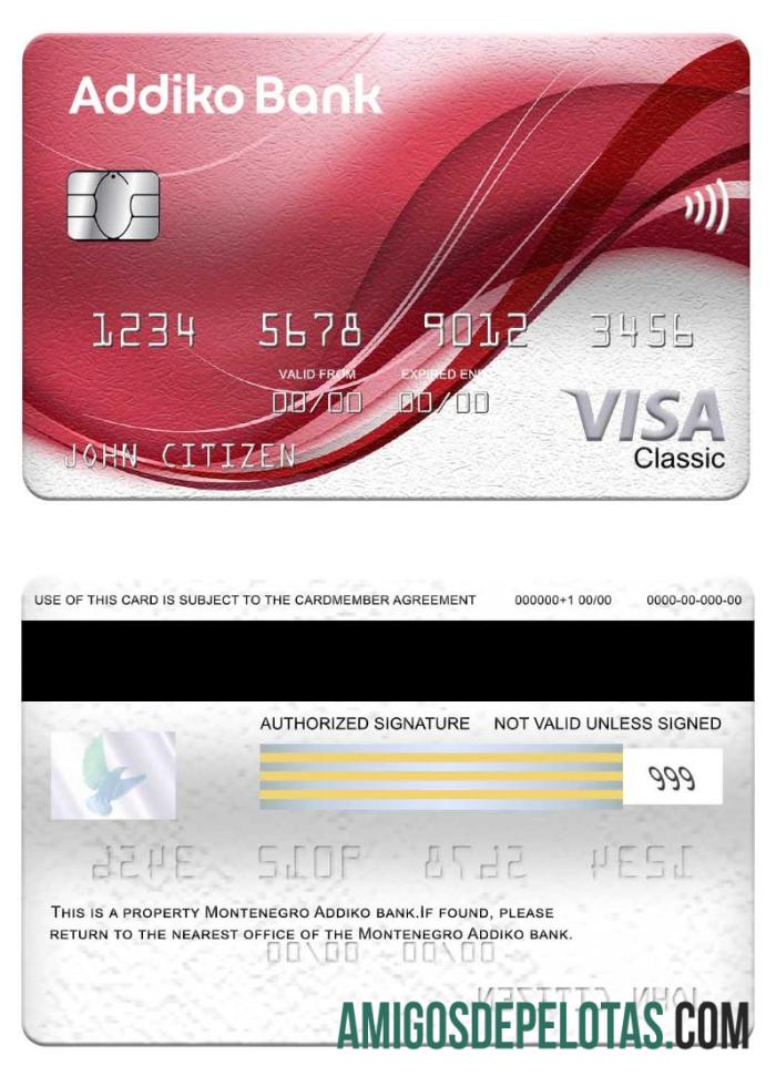 Montenegro Addiko Bank Visa Classic Card download for verification